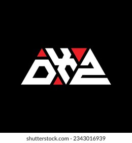 DXZ triangle letter logo design with triangle shape. DXZ triangle logo design monogram. DXZ triangle vector logo template with red color. DXZ triangular logo Simple, Elegant, and Luxurious design.