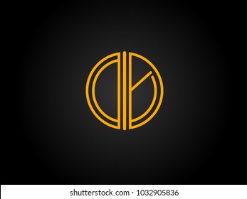 DY Circle Shape golden yellow Letter logo Design

