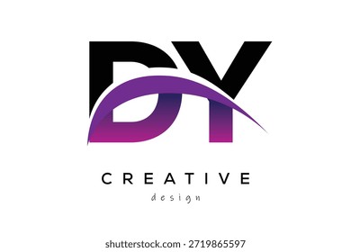 DY kreatives und modernes Logo-Design mit kreativem lila Welle abstraktes letzteres Logo-Konzept.