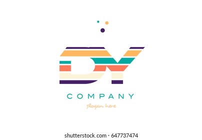 dy d y alphabet letter logo colors colorful line stripe font creative text dots company vector icon design template