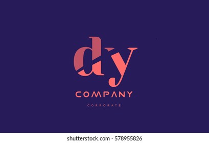 dy d y alphabet small letter blue pink creative design vector company logo icon template 