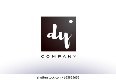 DY D Y black white handwritten handwriting alphabet company letter logo square design template dot dots creative abstract