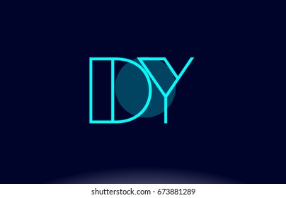 dy d y blue line circle letter logo alphabet creative company vector icon design template