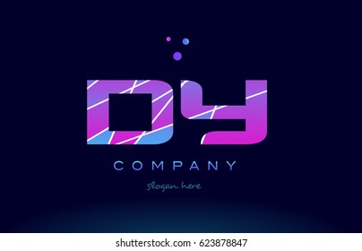dy d y  creative color blue background pink purple magenta alphabet letter company logo vector icon