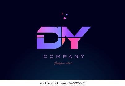 dy d y creative color blue background pink purple blue magenta alphabet letter company logo vector icon design