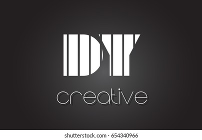 DY D Y Creative Letter Logo Design With White and Black Lines.