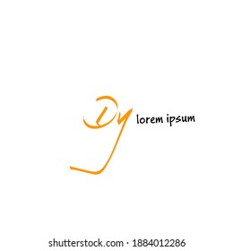Dy D y Initial Handwriting or Handwritten Logo for Identity. Logo with Signature and Hand Drawn Style.