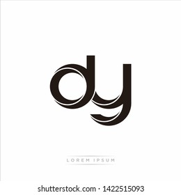 dy d y Initial Letter Split Lowercase Modern Monogram linked outline rounded logo