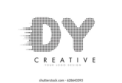 DY D Y Letter Logo Design with Black Dots and Bubble Trails.