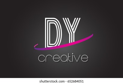 DY D Y Letter Logo with Lines Design And Purple Swoosh Vector Letters Illustration.