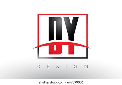 DY D Y Logo Letters with Red and Black Colors and Swoosh. Creative Letter Design Vector.