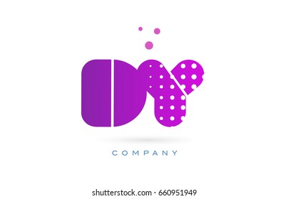dy d y pink dots dotted letter logo alphabet creative company vector icon design template