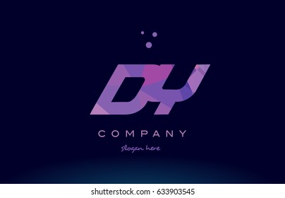dy d y polygon polygonal letter alphabet text pink purple dots creative company logo vector icon design template