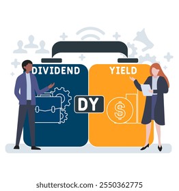 DY- dividend yield acronym. business concept background. vector illustration concept with keywords and icons. lettering illustration with icons for web banner, flyer, landing pag