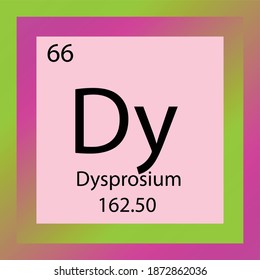 Dy Dysprosium Chemical Element Periodic Table. Single element vector illustration, Lanthanide element icon with molar mass and atomic number for laboratory, science or chemistry education.