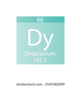 Tabela Periódica Do Elemento Químico Disprosium Lanthanide Dy. Simples ilustração de vetor quadrado plano, simples ícone de estilo limpo com massa molar e número atômico para Lab, ciência ou classe de química.