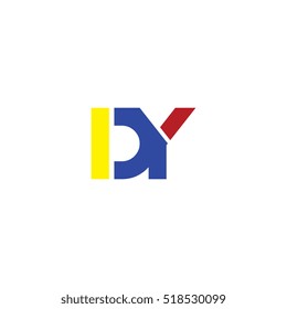 DY flat initial letter logo combining yellow blue red