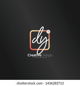 DY initial handwriting with color logo icon template vector.