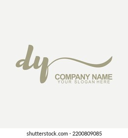 DY  Initial Handwriting Logo Design Vector