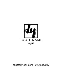 DY Initial Handwriting Logo Design Template Vector