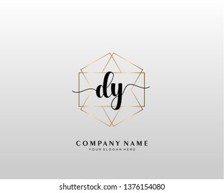 DY initial handwriting logo geometric template vector