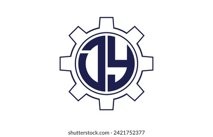DY initial letter mechanical circle logo design vector template. industrial, engineering, servicing, word mark, letter mark, monogram, construction, business, company, corporate, commercial, geometric