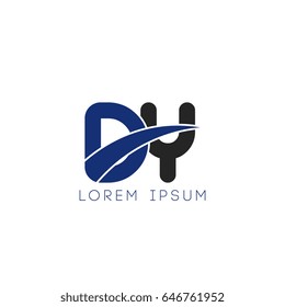 dy initial letter uppercase logo blue and black