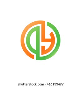 DY initial letters linked circle logo orange green