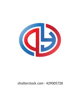 DY initial letters looping linked ellipse logo red blue