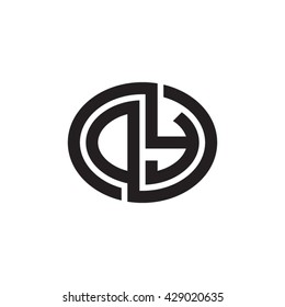 DY initial letters looping linked ellipse monogram logo
