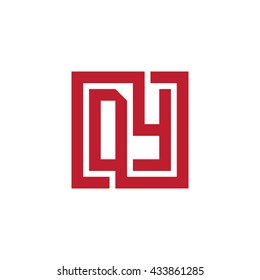DY initial letters looping linked square logo red