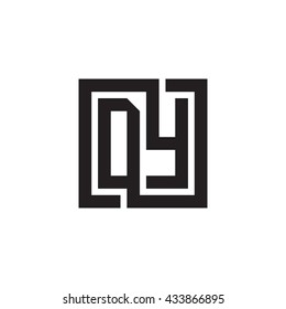 DY initial letters looping linked square monogram logo