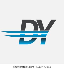 DY initial logo company name colored black and blue, Simple and Modern Logo Design.