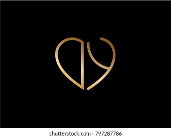 DY initial logo letter with heart shape red colored, logo design for wedding invitation, wedding name and business name.