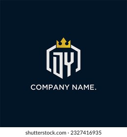 DY initial monogram logo design for hexagon style  crown elegant image