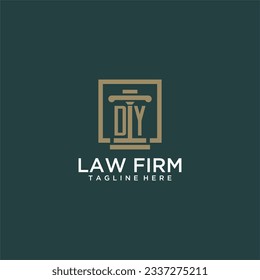 DY initial monogram logo for lawfirm with pillar design in creative square