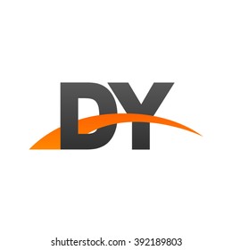 DY initial overlapping swoosh letter logo black orange