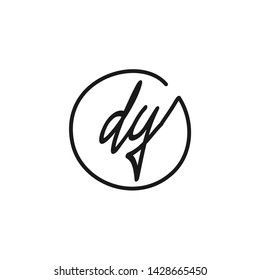 DY initial signature logo. handwriting logo template vector,