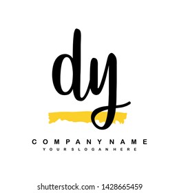 DY initial signature logo. handwriting logo template vector,