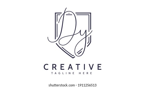 Iniciales DY, vector de logotipo de escritura a mano