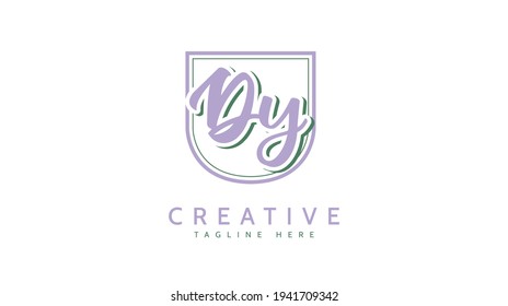 DY Initials, handwriting logo vector