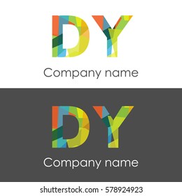 DY letter abstract mosaic shape icon colorful