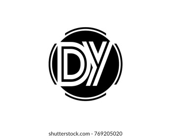 DY letter logo round black