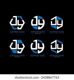 DY letter logo set design.DY monogram polygonal and circle shape vector. DY unique design.
