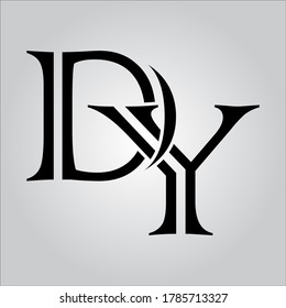 DY letter logo with white background.The nice black letter logo.