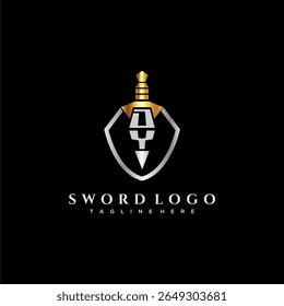 DY carta monograma de luxo para escudo e espada estilo imagem