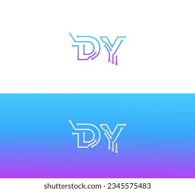 DY, DY letter minimalist logo design template. Technology DY, YD letter logo.