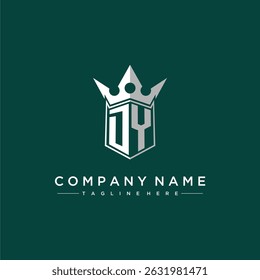 DY letter monogram initial logo for shield and crown design