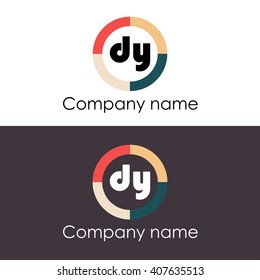 DY letters business logo icon design template. Vector with four colors circle