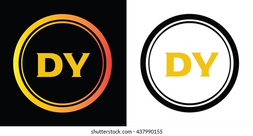 DY letters icon design template elements in abstract background logo, design identity in circle, alphabet letter